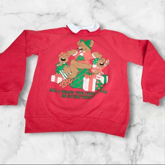 Screen Stars Tops - Vintage Christmas Sweater- All i Want For Christmas Is Everything